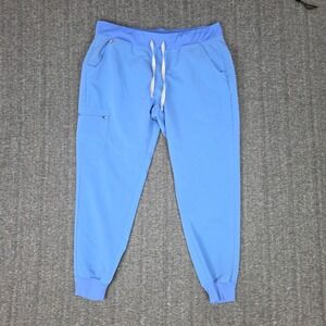 FIGS Zamora Jogger Scrub Pants Women XL Light Blue High Waist Medical Uniform